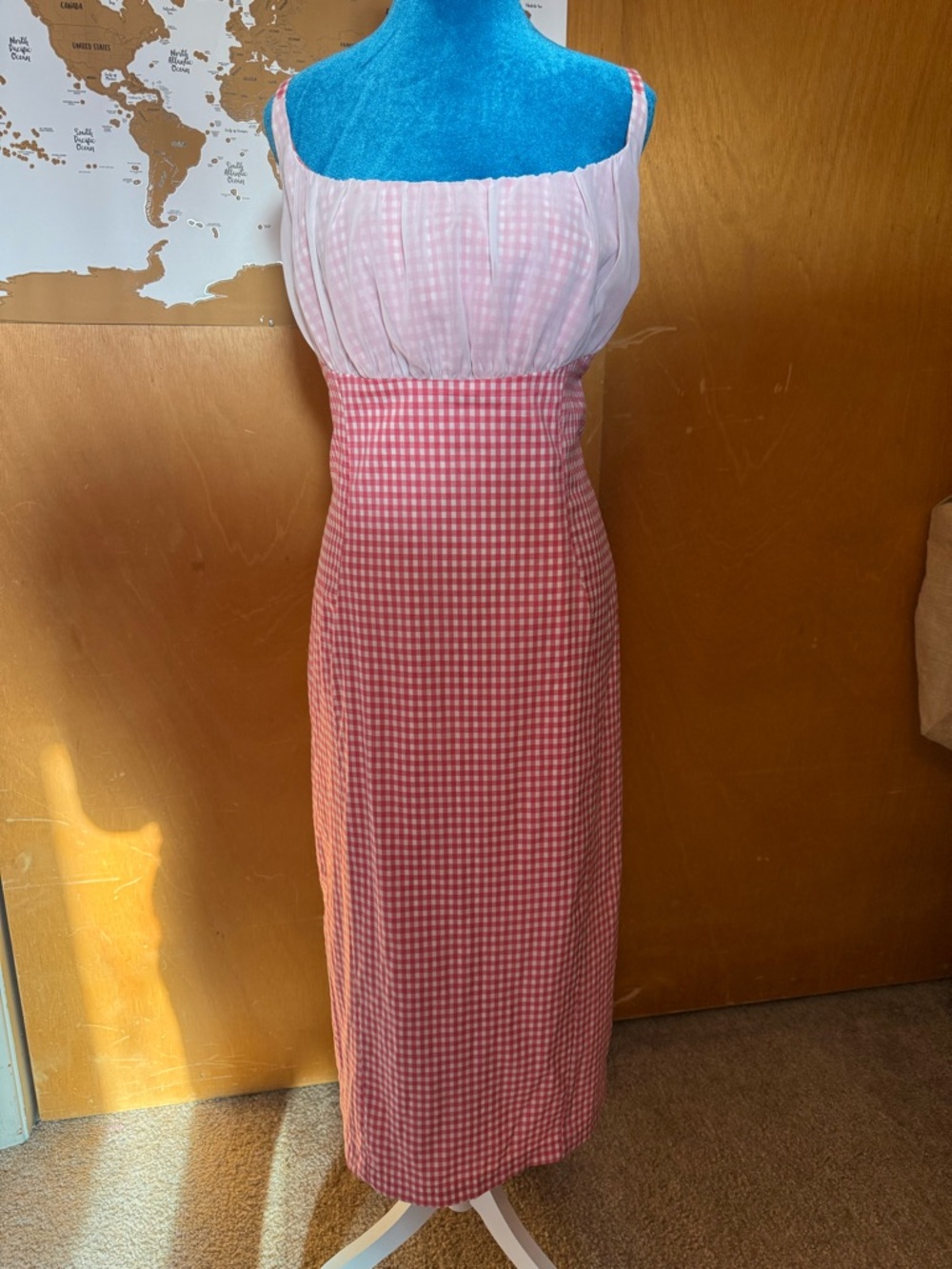 PUG “Evangeline” Pink Gingham Wiggle Dress with Belt - Picture 4 of 9